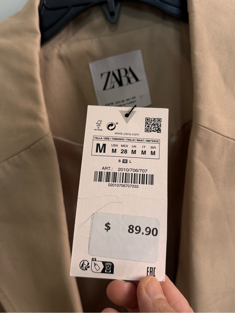 Zara Cropped Trench Coat in Light Beige - Picture 4 of 4